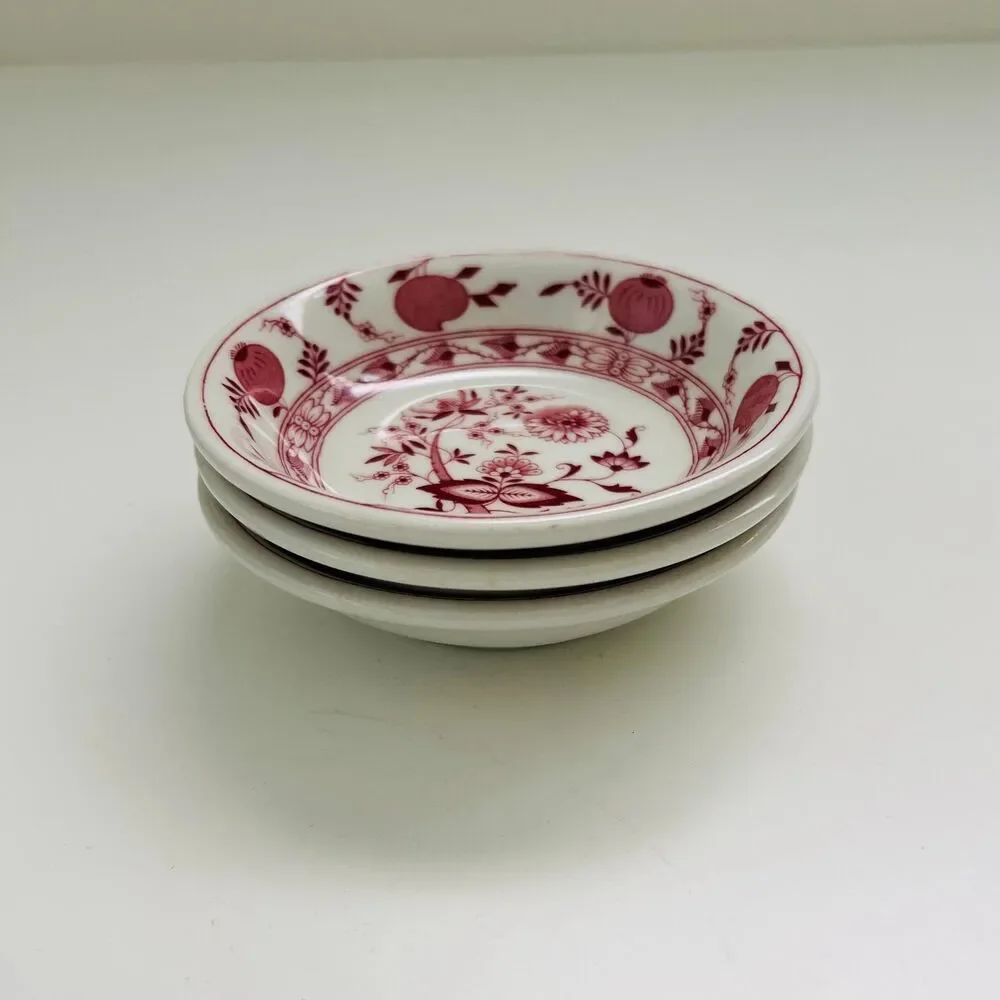 CARR CHINA Red Onion Saucers, Set of 3